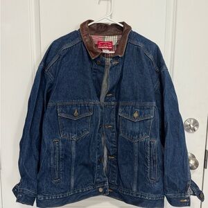 Vintage Marlboro Denim & Brown Leather Jacket
